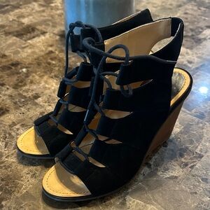 Melrose and Market Black Lace-Up Wedges